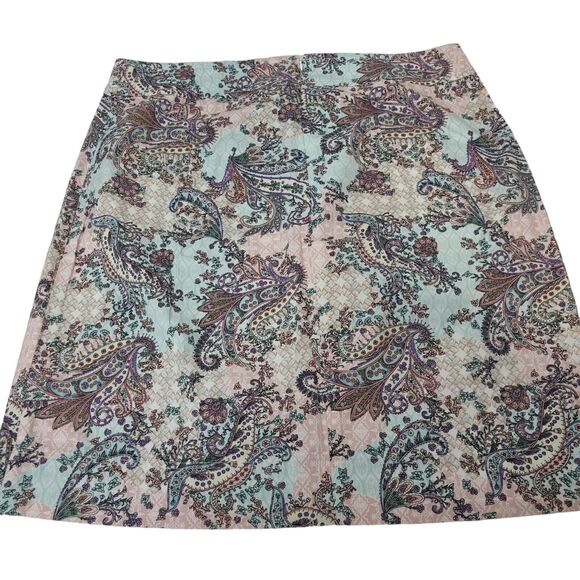 Talbots Womens Plus 16W Midi Pasiley Pencil Skirt Multicolor Pockets Stretch - Picture 2 of 10